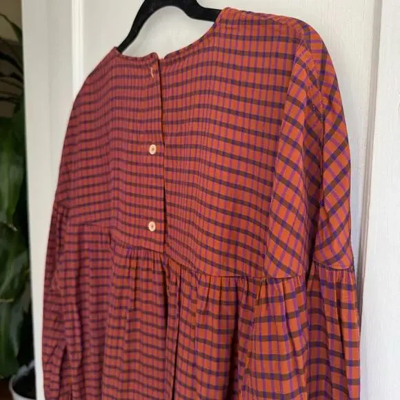 Aritzia Wilfted Le Fou Sachi Gingham Check Babydoll Mini Dress - Picture 9 of 12